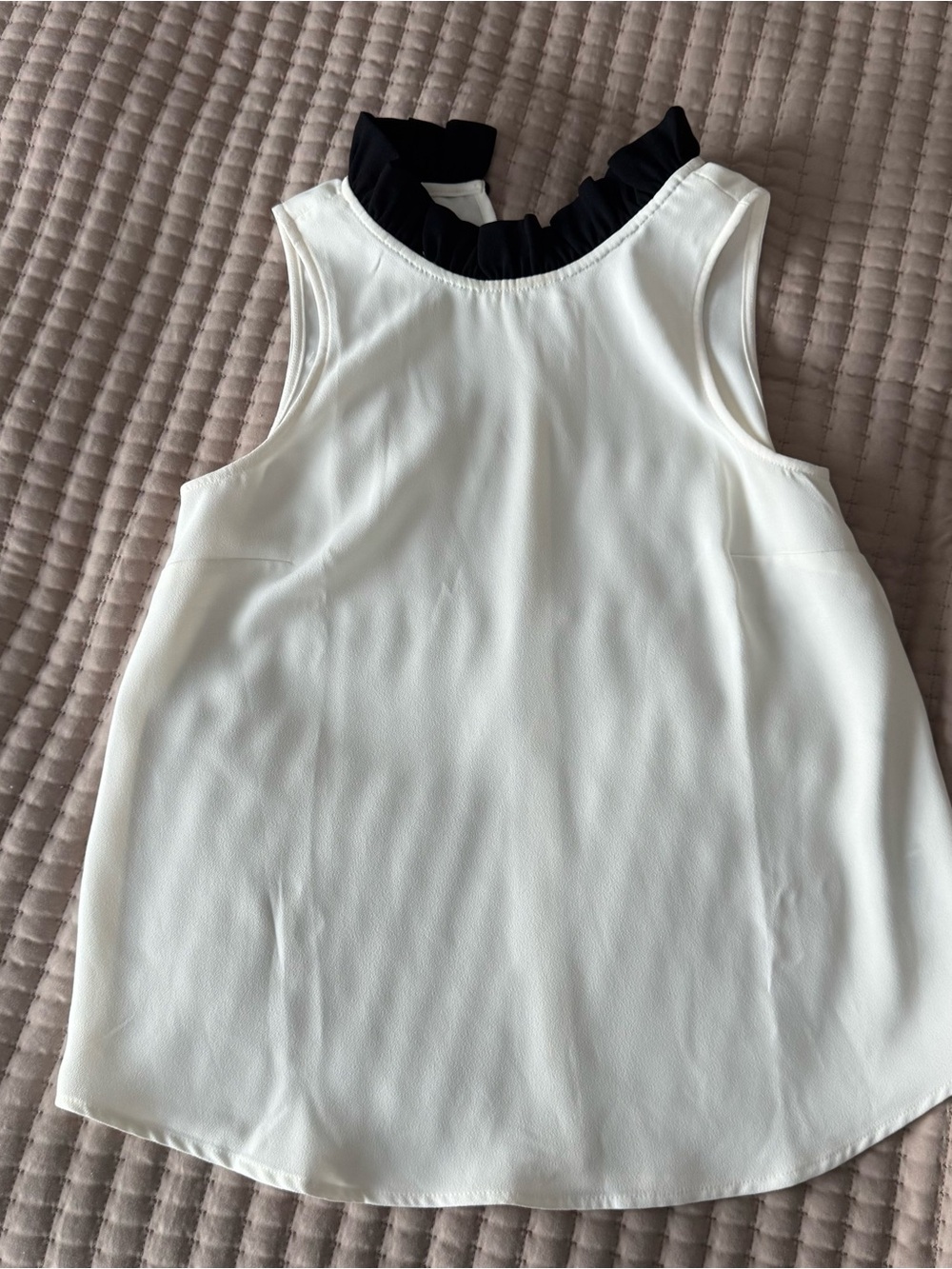 JCrew Chiffon Ruffle Neck Sleeveless Top - White